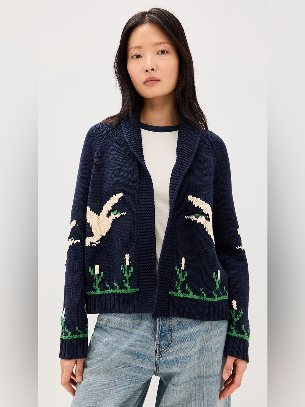 THE GREAT. The Bird Lodge Cardigan in Navy, Size 1 (Small)